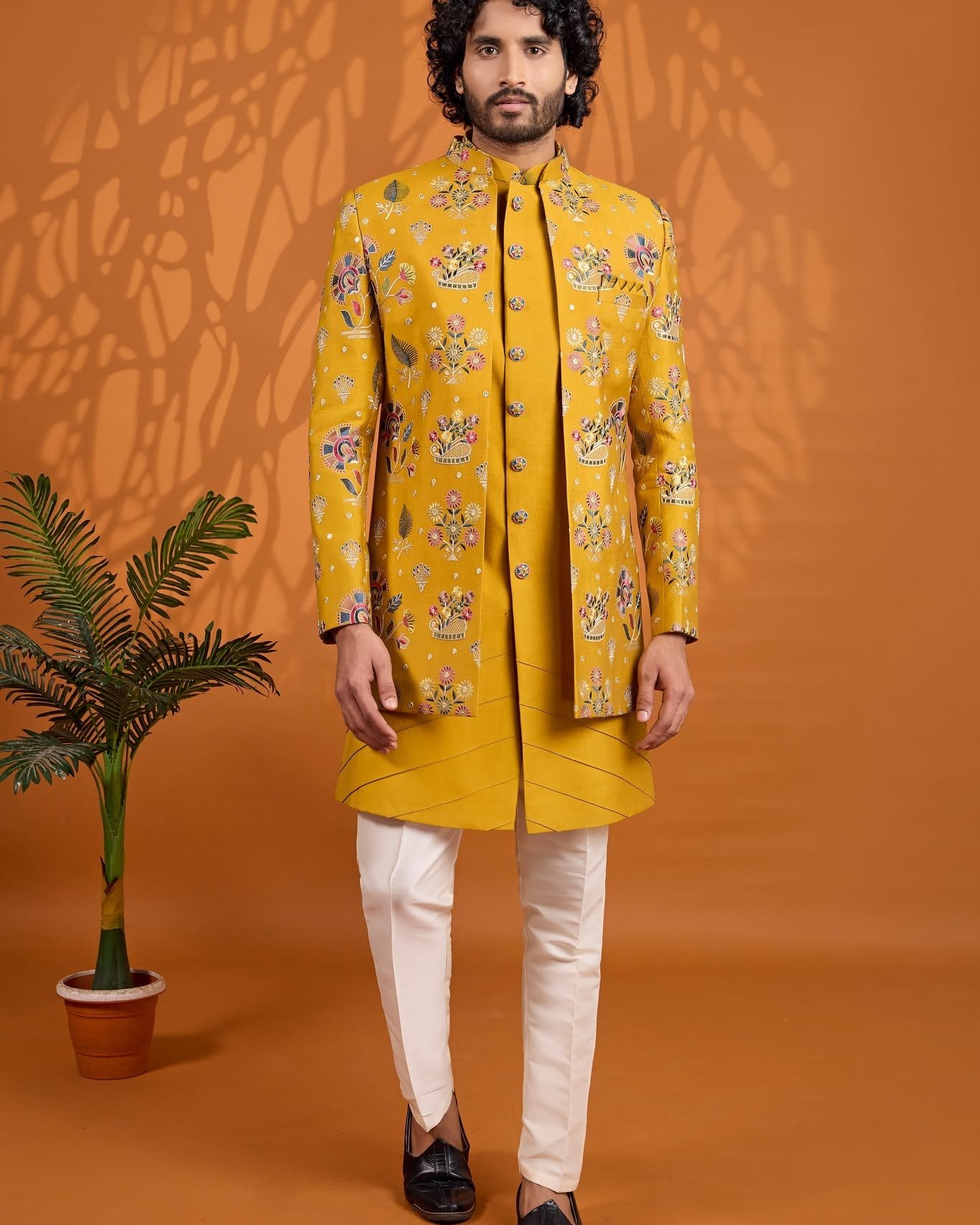 Yellow Designer Jacket Set for Men | Premium Party & Wedding Ethnic Wear